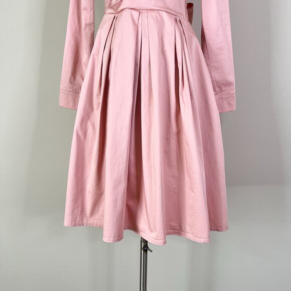 Gal Meets Glam | Elisabetta Pink Bow Wrap Retro Fit Flare 3/4 Sleeve Dress 4 - Picture 4 of 10